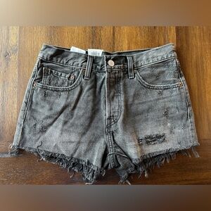 Levi’s 501 Distressed Black Denim Shorts- size 26